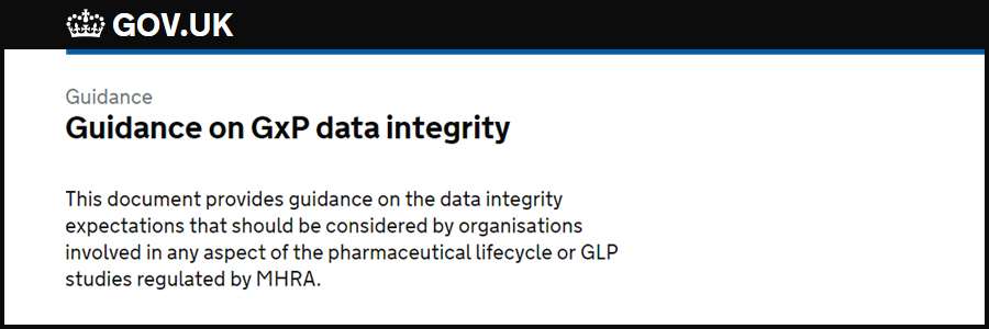 Guidance on GxP data integrity